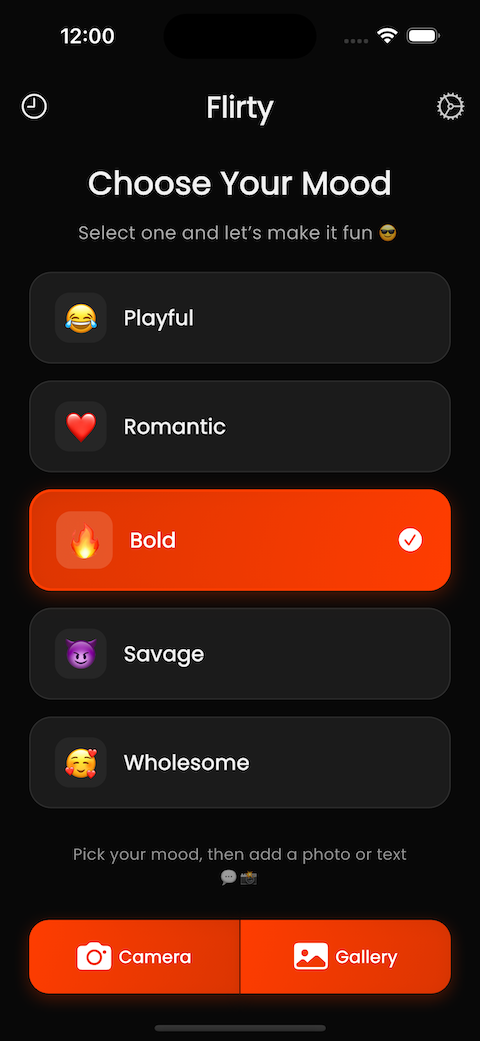 Flirty App - Mood Selection